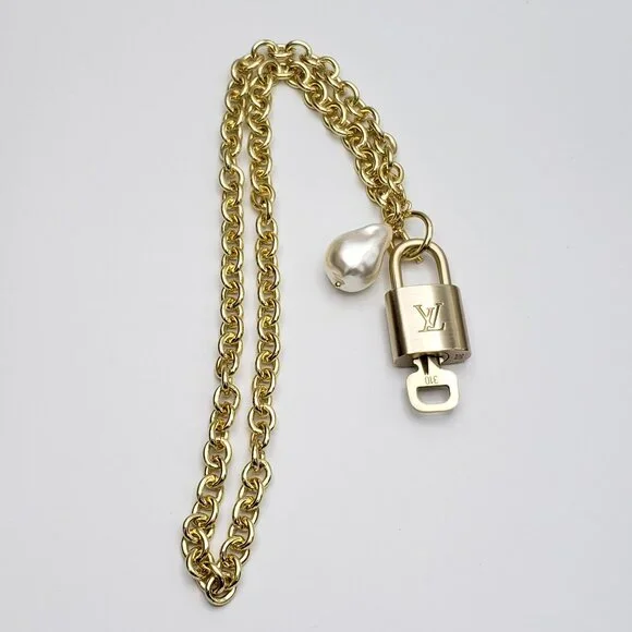 Authentic Louis Vuitton Gold Padlock w/unbranded 16k Gold Plated Stainless Steel - Picture 7 of 16